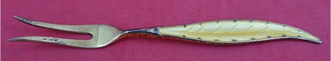 Lemon Fork w/ yellow enamel vermeil 2-tine 4 1/4